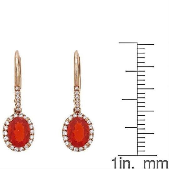 10K Rose Gold Oval-cut Fire Opal and Diamond Earrings by Anika and August 4