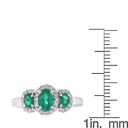 10k White Gold Oval-cut Zambian Emerald and 1/4ct TDW Diamond Ring (G-H, I1-I2) 4