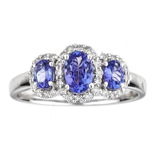 10K White Gold Tanzanite and Diamond Ring by Anika and August 1