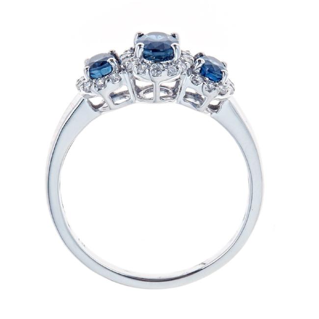 14k White Gold Oval Blue Sapphire 1/4ct TDW Diamond 3-stone Ring (G-H, I1-I2) by Anika and August  3