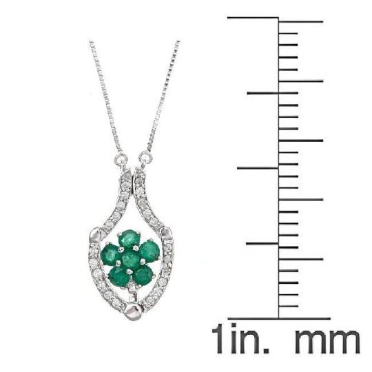 14k Gold Emerald and 1/6ct TDW Diamond Necklace (G-H, I1-I2) by Anika and August 3