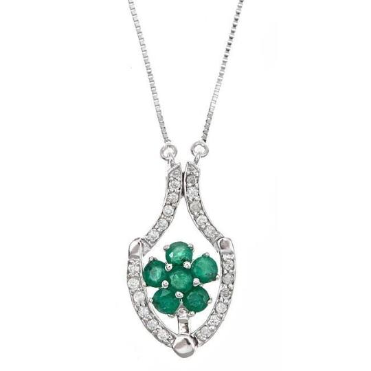 14k Gold Emerald and 1/6ct TDW Diamond Necklace (G-H, I1-I2) by Anika and August 1