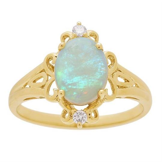 14-karat Yellow Gold Australian Opal and Diamond Ring by Anika and August 3