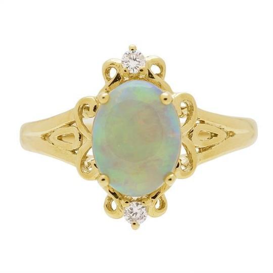 14-karat Yellow Gold Australian Opal and Diamond Ring by Anika and August 1