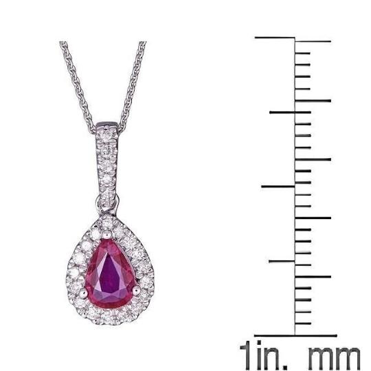 10k White Gold 1/8ct TDW Diamond and Pear-cut Mozambique Ruby Pendant (G-H, I1-I2) by Anika and August 4