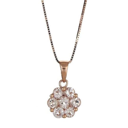 10k Rose Gold Round-cut Morganite Pendant by Anika and August 1