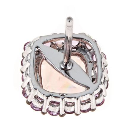 10k White Gold 2 3/10ct TGW Cushion - cut Morganite and Pink Sapphire Earrings by  Anika and August 3