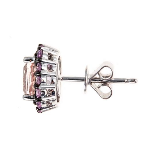 10k White Gold 2 3/10ct TGW Cushion - cut Morganite and Pink Sapphire Earrings by  Anika and August 2
