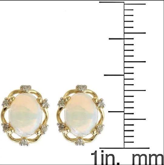 10k Gold Oval-cut Australian Opal and Diamond Accent Earrings by Anika and August 4