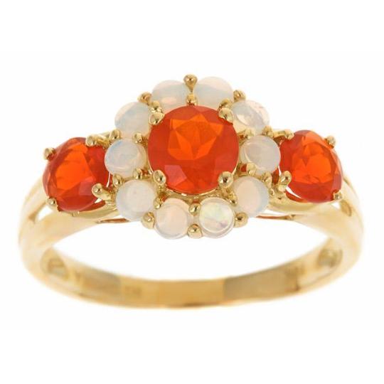 10k Yellow Gold Fire Opals and Australian Opals Flower ring by Anika and August 1