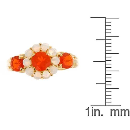 10k Yellow Gold Fire Opals and Australian Opals Flower ring by Anika and August 4