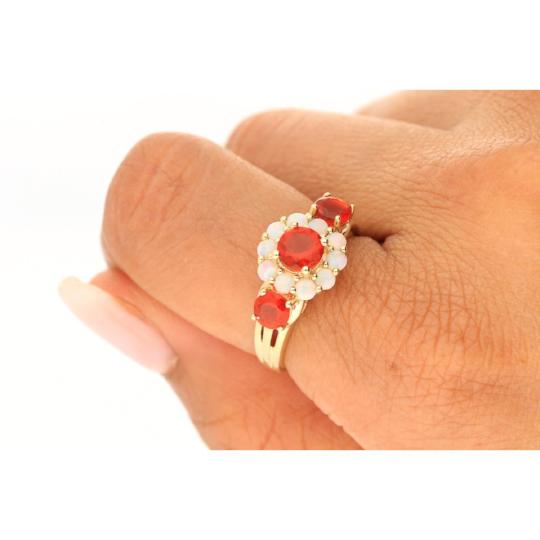 10k Yellow Gold Fire Opals and Australian Opals Flower ring by Anika and August 3