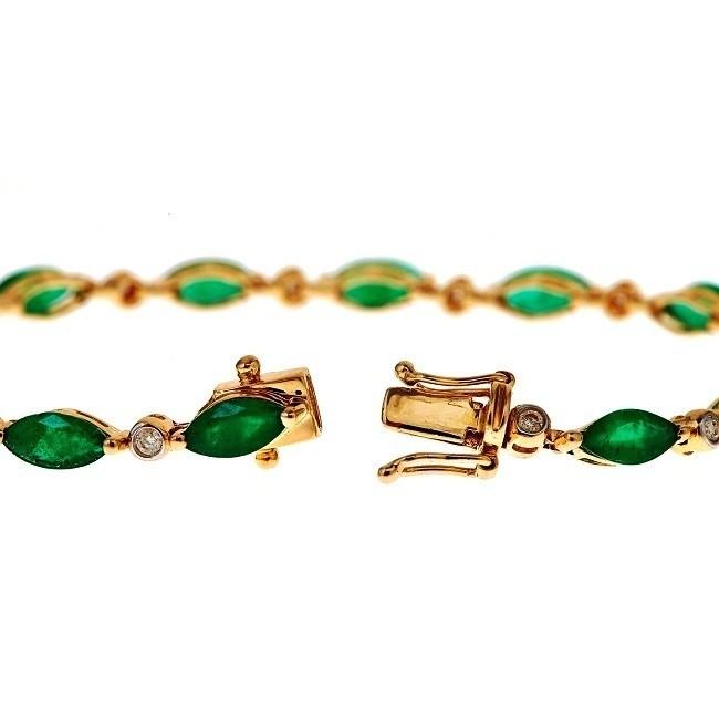 14k Yellow Gold 1/4ct Diamond and Emerald Bracelet (G-H, I1-I2)  by Anika and August 2