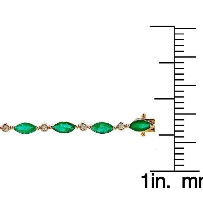 14k Yellow Gold 1/4ct Diamond and Emerald Bracelet (G-H, I1-I2)  by Anika and August 3
