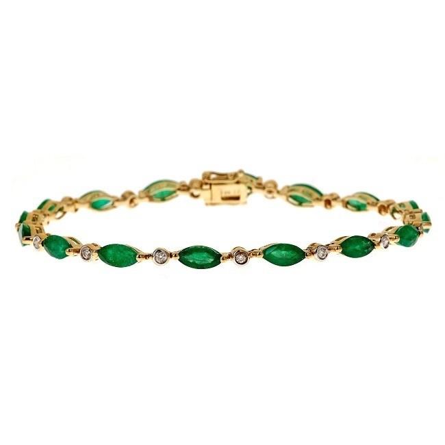 14k Yellow Gold 1/4ct Diamond and Emerald Bracelet (G-H, I1-I2)  by Anika and August 1