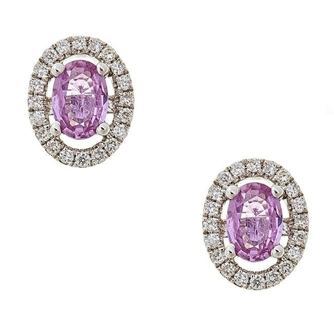 14k White Gold Pink Sapphire and 1/4ct TDW Diamond Earrings (G-H, I1-I2)  by Anika and August  1