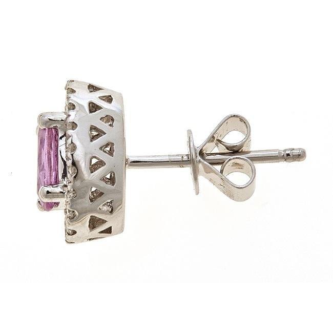14k White Gold Pink Sapphire and 1/4ct TDW Diamond Earrings (G-H, I1-I2)  by Anika and August 2