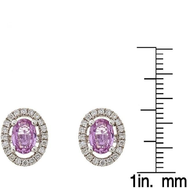 14k White Gold Pink Sapphire and 1/4ct TDW Diamond Earrings (G-H, I1-I2)  by Anika and August  5
