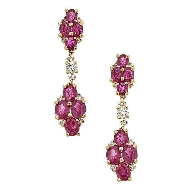 14K Yellow Gold Thai Ruby and Diamond Earrings by Anika and August 1