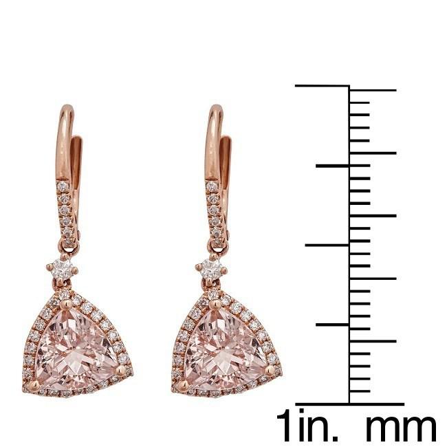 14k Rose Gold Trillion-cut Mozambique Morganite and 1/2ct TDW Diamond Earrings (G-H, I1-I2) by Anika and August 3