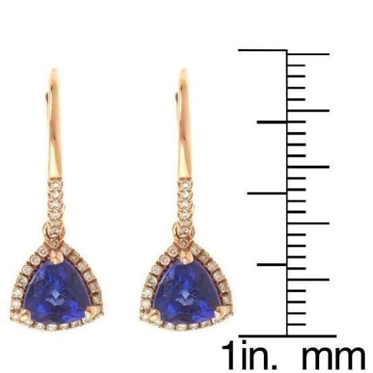 14 Rose Gold Trillion-cut Tanzanite and 1/4ct TDW Diamond Earrings (G-H, I1-I2) by Anika and August 4