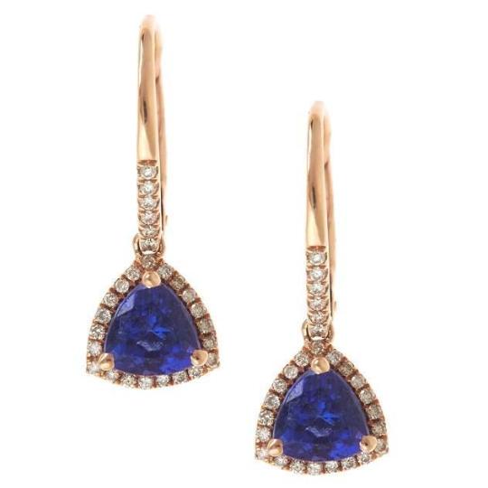 14 Rose Gold Trillion-cut Tanzanite and 1/4ct TDW Diamond Earrings (G-H, I1-I2) by Anika and August 1