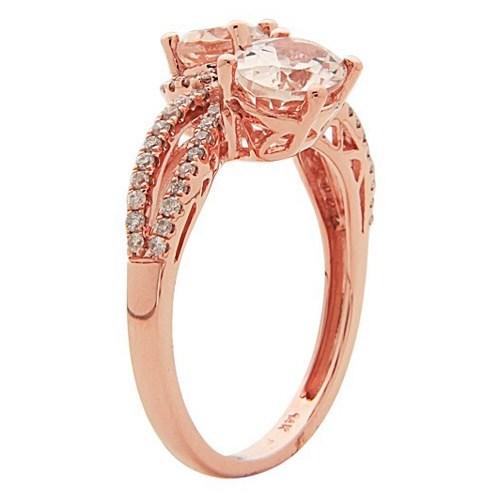 14k Rose Gold Oval-cut Morganite 1/3ct TDW Diamond Ring (G-H, I1-I2) (Size 7) by Anika and August 2