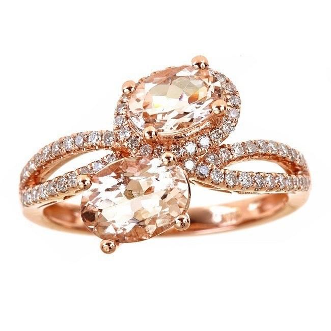 14k Rose Gold Oval-cut Morganite 1/3ct TDW Diamond Ring (G-H, I1-I2) (Size 7) by Anika and August 1