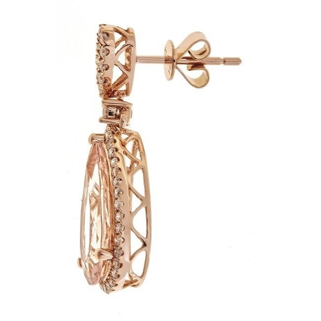 14k Rose Gold Morganite and Diamond Dangle Earrings by Anika and August  3
