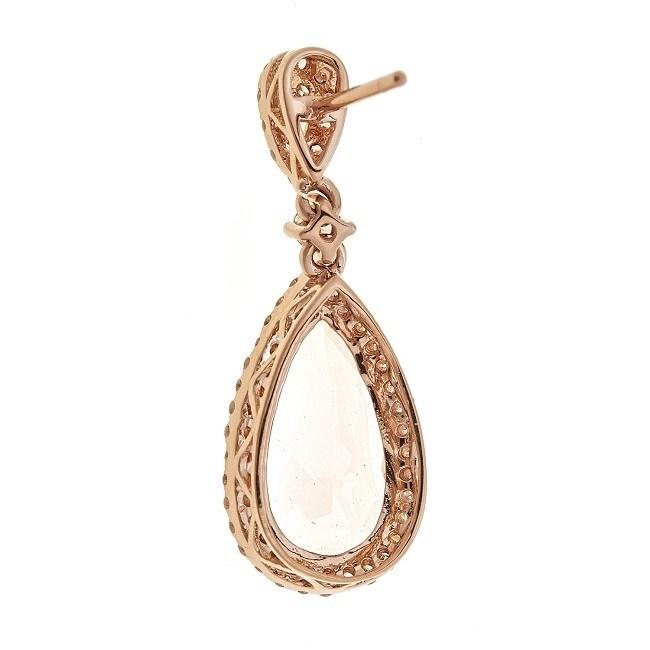 14k Rose Gold Morganite and Diamond Dangle Earrings by Anika and August 2