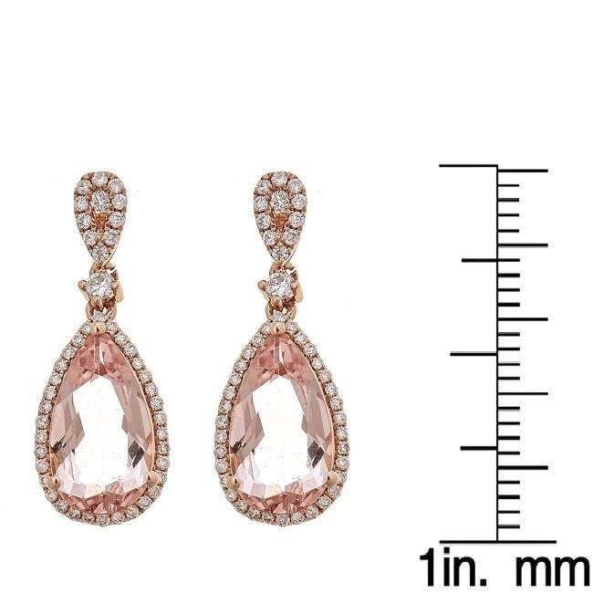 14k Rose Gold Morganite and Diamond Dangle Earrings by Anika and August 4