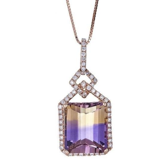 14k Rose Gold Ametrine and Diamond Pendant by Anika and August 1