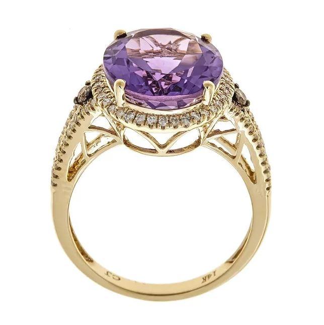 14K Yellow Gold Amethyst and Diamond Ring  by Anika and August 3