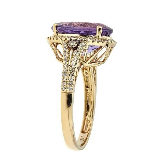 14K Yellow Gold Amethyst and Diamond Ring  by Anika and August 2