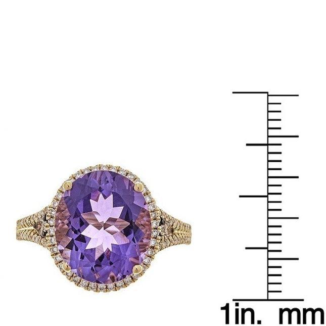 14K Yellow Gold Amethyst and Diamond Ring  by Anika and August 4