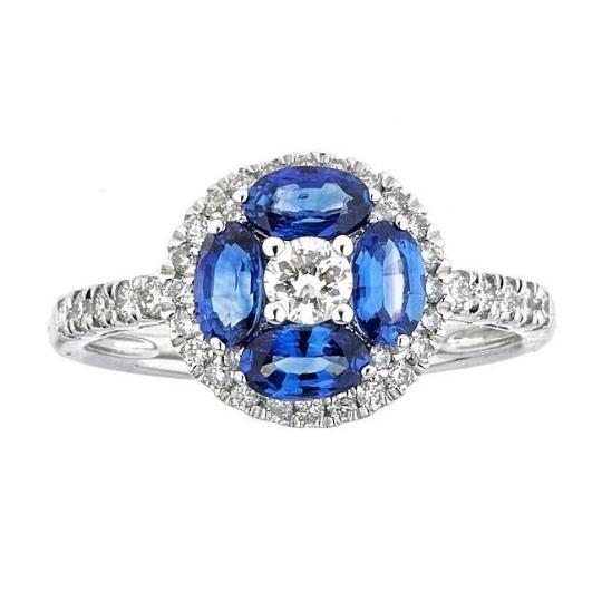 18k White Gold Blue Sapphire and 1/2ct TDW Diamond Ring (G-H, I1-I2) by Anika and August 1