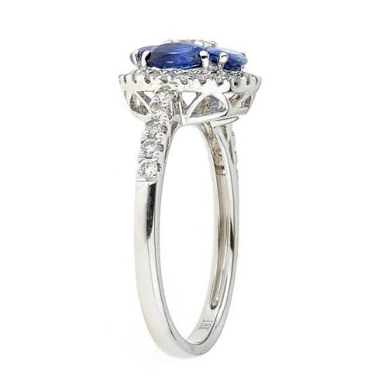 18k White Gold Blue Sapphire and 1/2ct TDW Diamond Ring (G-H, I1-I2) by Anika and August 2