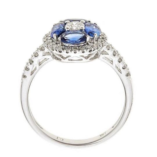 18k White Gold Blue Sapphire and 1/2ct TDW Diamond Ring (G-H, I1-I2) by Anika and August 3