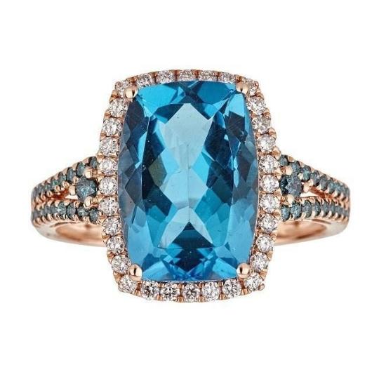 Anika and August 10k Rose Gold Swiss Blue Topaz and 1/2ct TDW Diamond Ring (G-H, I1-I2) 1