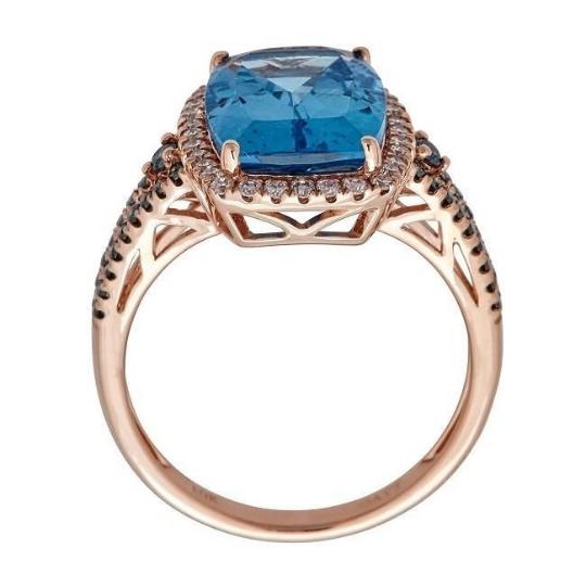 Anika and August 10k Rose Gold Swiss Blue Topaz and 1/2ct TDW Diamond Ring (G-H, I1-I2) 3