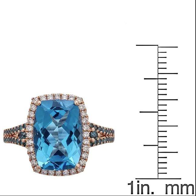 Anika and August 10k Rose Gold Swiss Blue Topaz and 1/2ct TDW Diamond Ring (G-H, I1-I2) 4