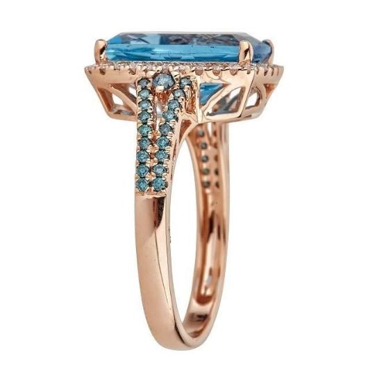 Anika and August 10k Rose Gold Swiss Blue Topaz and 1/2ct TDW Diamond Ring (G-H, I1-I2) 2