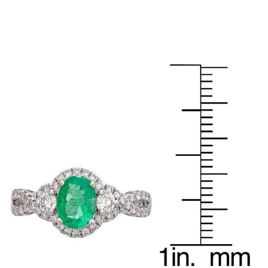 18k White Gold Oval-cut Zambian Emerald and 1/4ct TDW Diamond Ring (G-H, I1-I2) by Anika and August 5