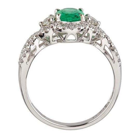 18k White Gold Oval-cut Zambian Emerald and 1/4ct TDW Diamond Ring (G-H, I1-I2) by Anika and August 3