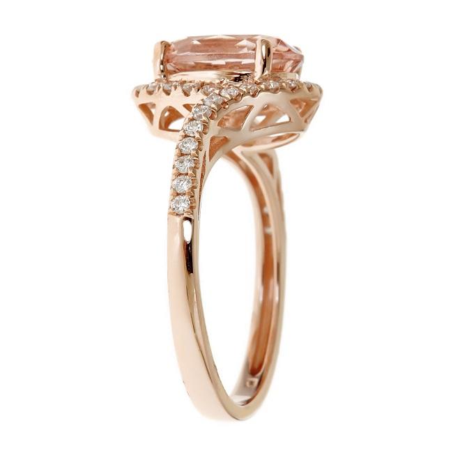 14k Rose Gold Oval-cut Morganite and Diamond Accent Ring by Anika and August 2