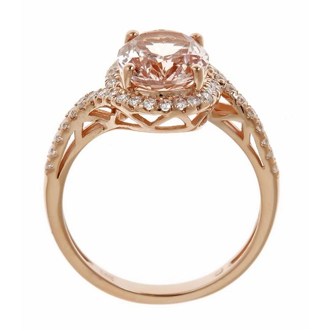 14k Rose Gold Oval-cut Morganite and Diamond Accent Ring by Anika and August 3