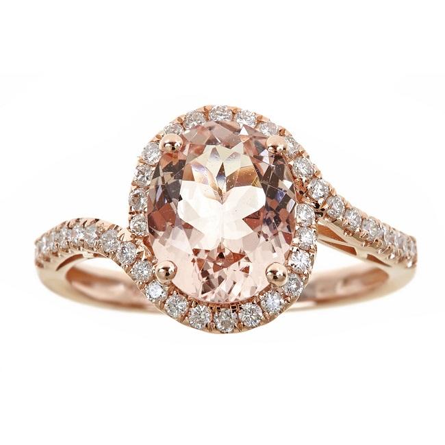 14k Rose Gold Oval-cut Morganite and Diamond Accent Ring by Anika and August 1