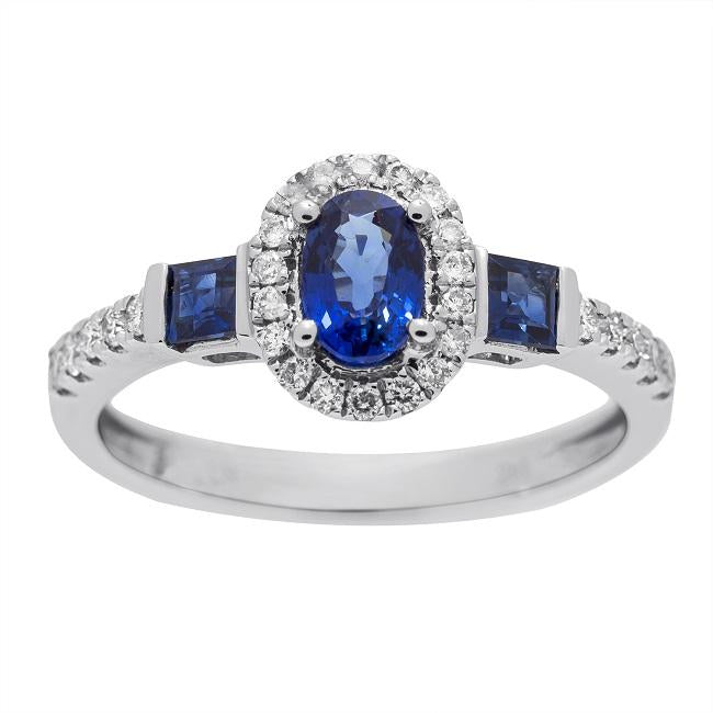 14k White Gold Blue Sapphire and 1/4ct TDW Diamond Ring (G-H, I1-I2) by Anika and August 4