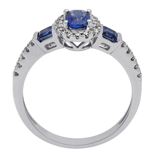 14k White Gold Blue Sapphire and 1/4ct TDW Diamond Ring (G-H, I1-I2) by Anika and August 3