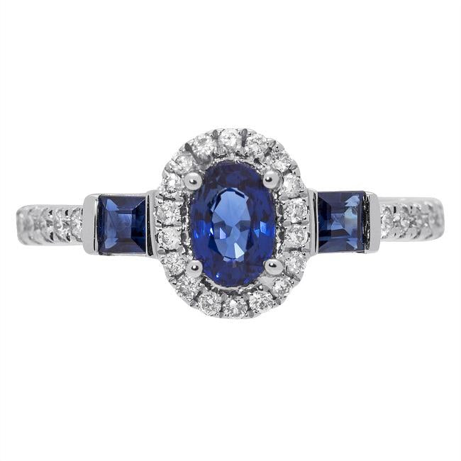 14k White Gold Blue Sapphire and 1/4ct TDW Diamond Ring (G-H, I1-I2) by Anika and August